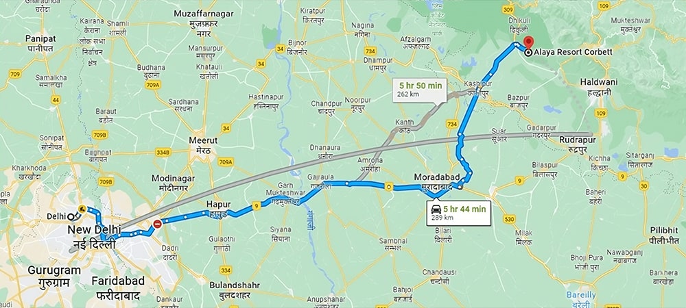 Alaya Resorts Distance From Delhi